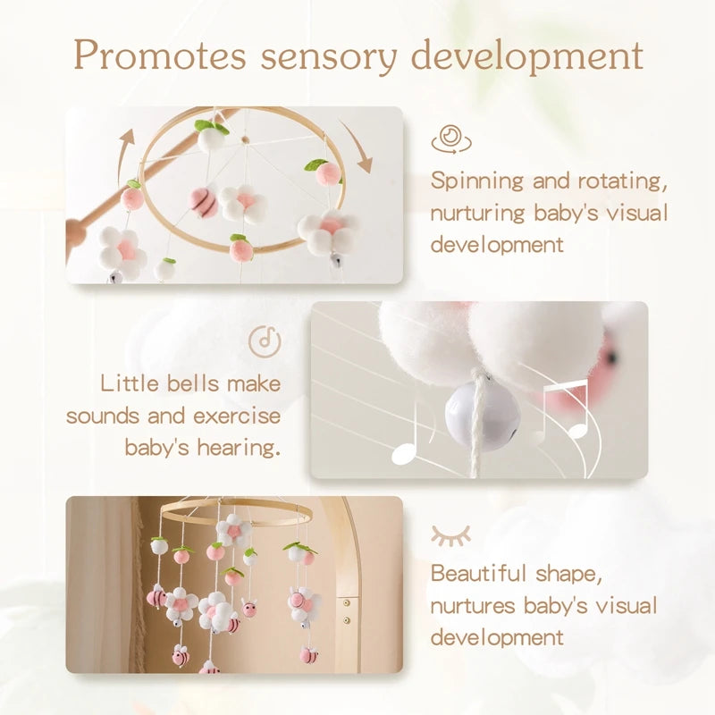 Baby Crib Mobile with Wooden Bee - Rattle Toy for Infants - Best in uk
