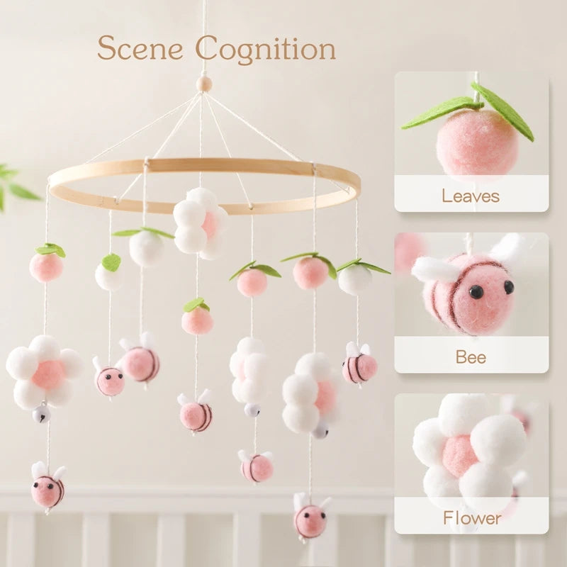 Baby Crib Mobile with Wooden Bee - Rattle Toy for Infants - Best in uk