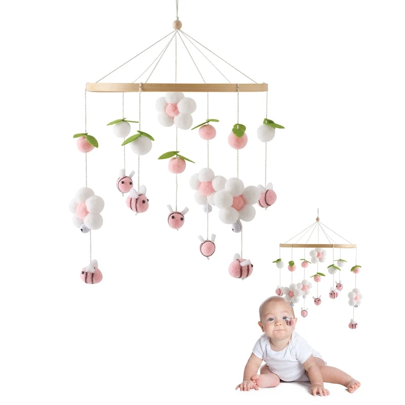 Baby Crib Mobile with Wooden Bee - Rattle Toy for Infants - Best in uk
