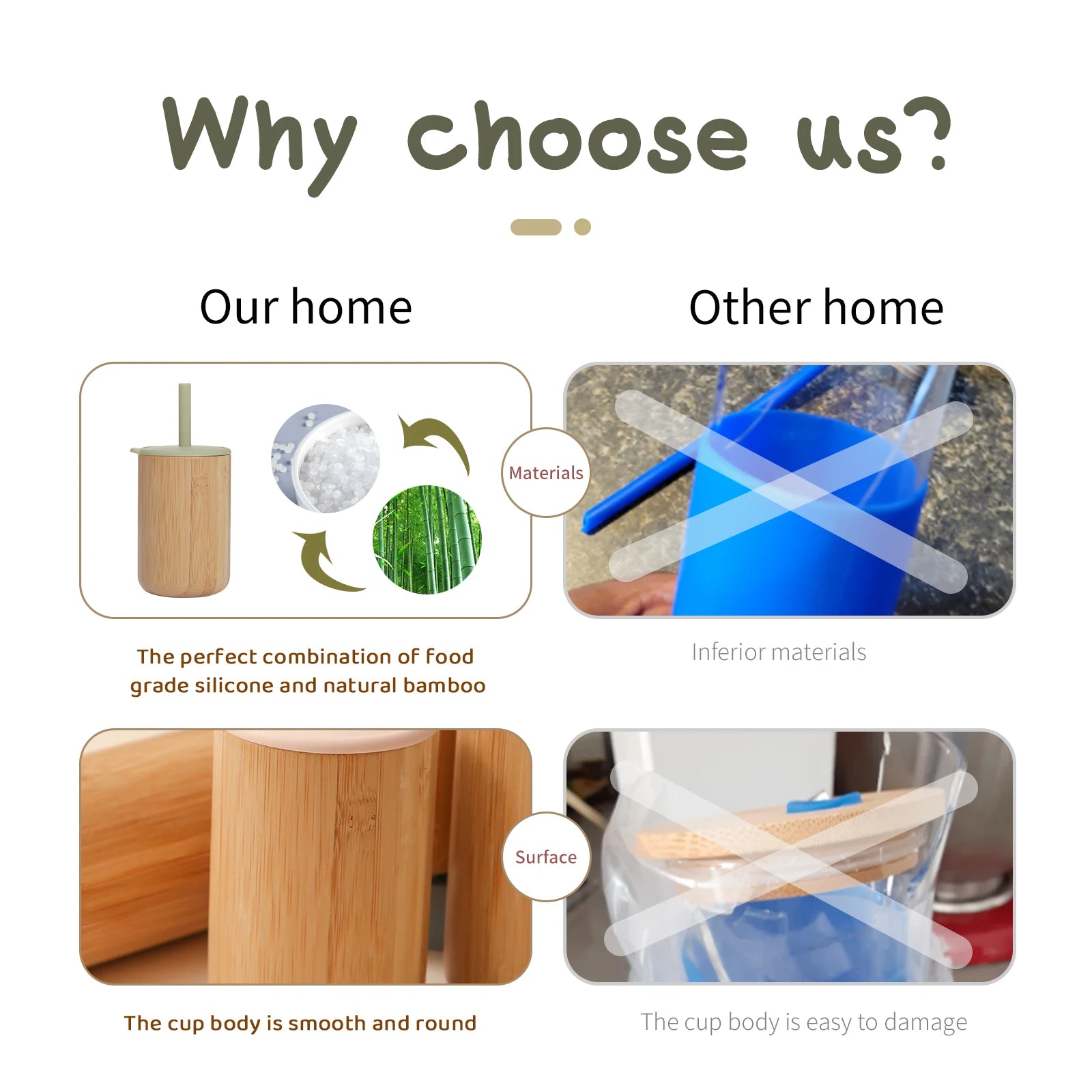 Bamboo Sippy Cup with removeable food grade silicone straw - Best in uk