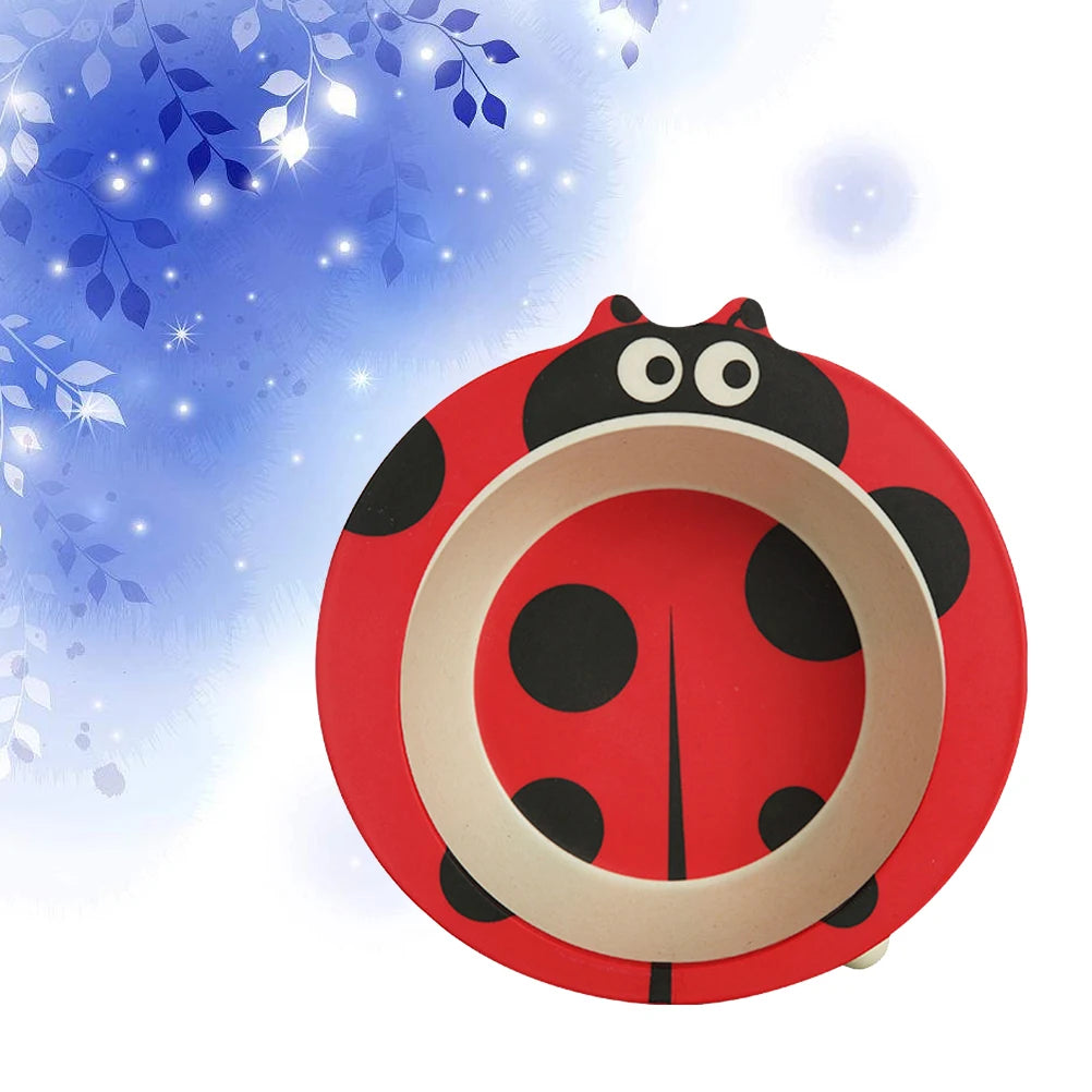 Children Bowl Baby Feeding Bamboo Fiber Healthy Plates Cartoon Shape Wear Resistant Safe Dining Infant - Best in uk