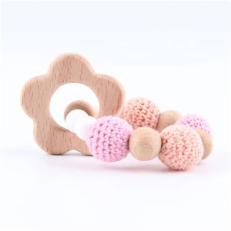 Wooden Sika Deer Baby Teether Rattle – Safe Natural Beech Toy