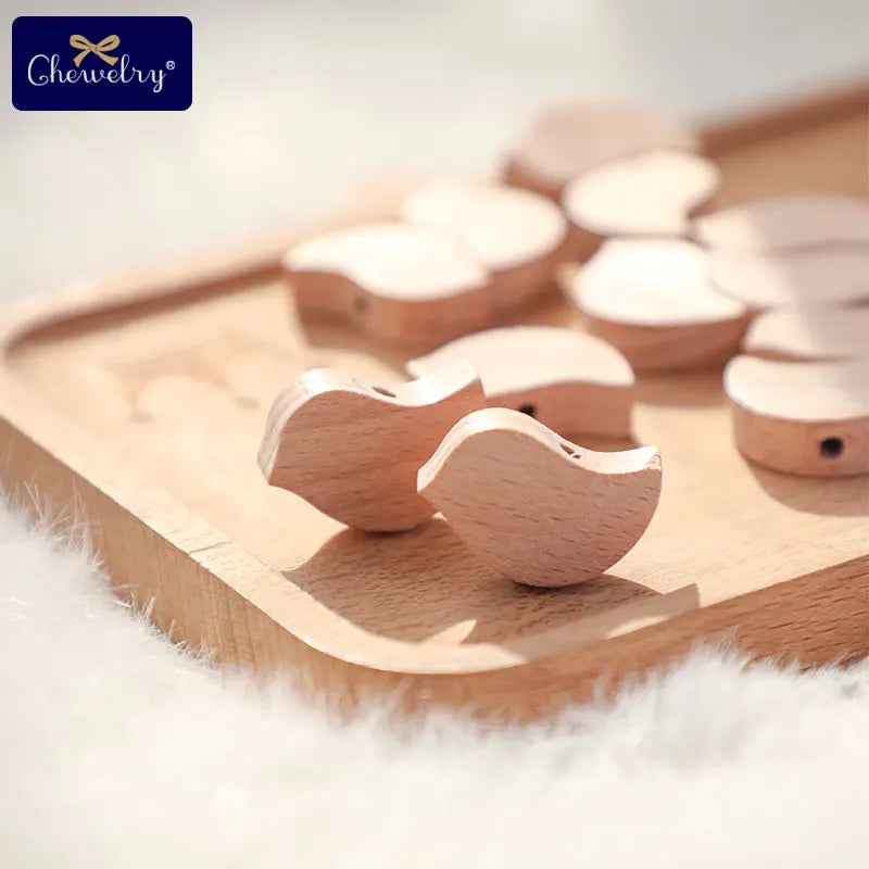 Beech Wooden Baby Teether Beads – 10pcs Rodent DIY Necklace Set
