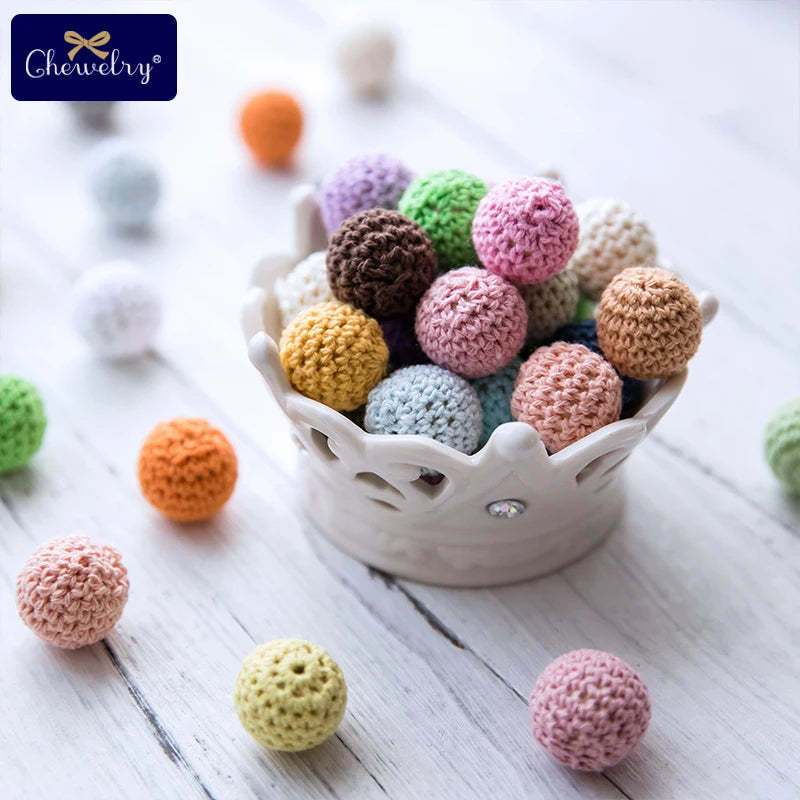16mm Wooden Crochet Teething Beads – 10pcs Baby DIY Pacifier Chain