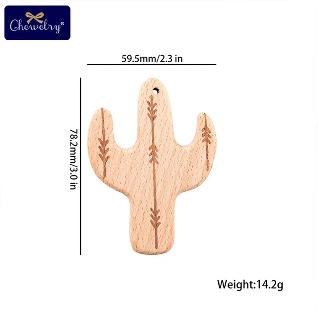 Wooden Animal Teether Pendant – Safe Baby Gym Toy, Beech Wood