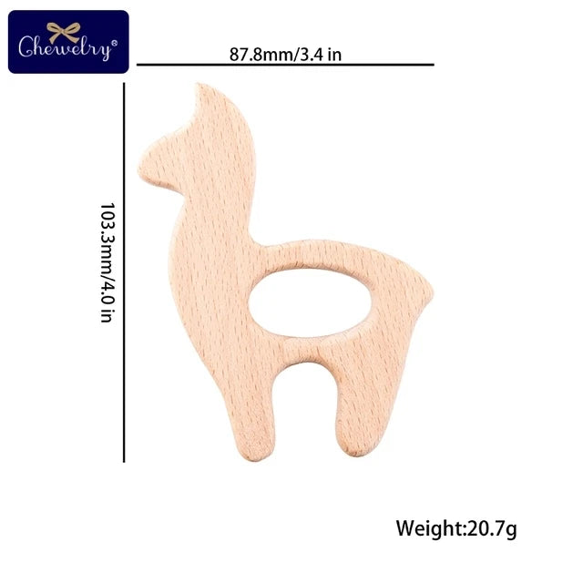 Wooden Teether Animal Set – Natural Beech Baby Teething Toys