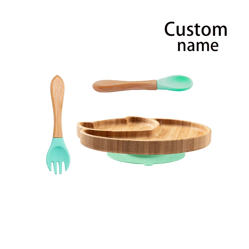 Custom Baby Feeding Set - Bamboo Bowl, Spoon & Fork