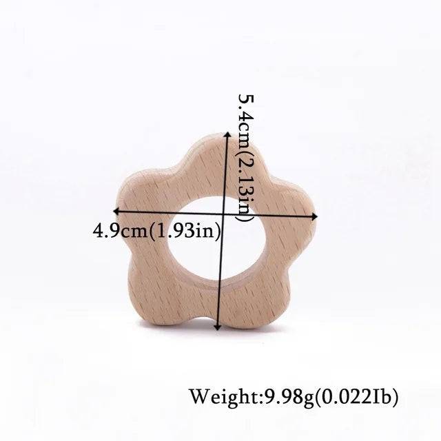 Wooden Animal Teether Pendant – Safe Baby Gym Toy, Beech Wood