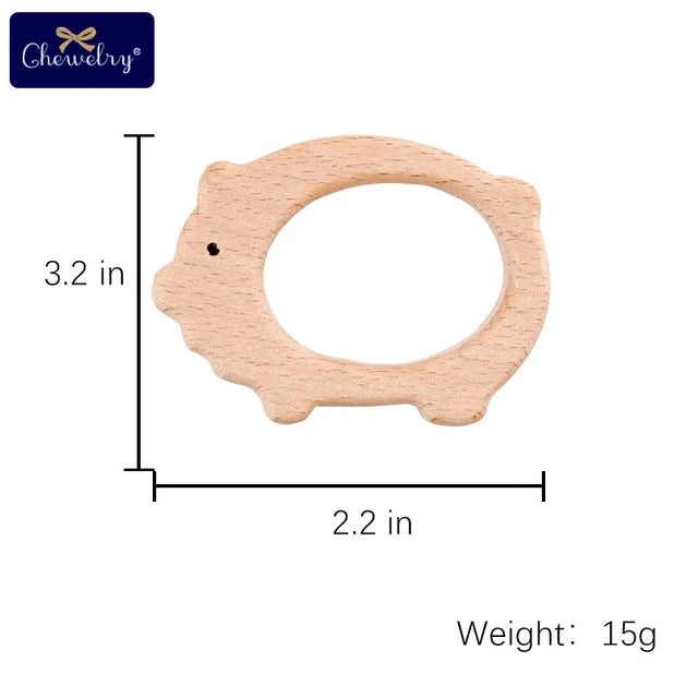 Wooden Teether Animal Set – Natural Beech Baby Teething Toys