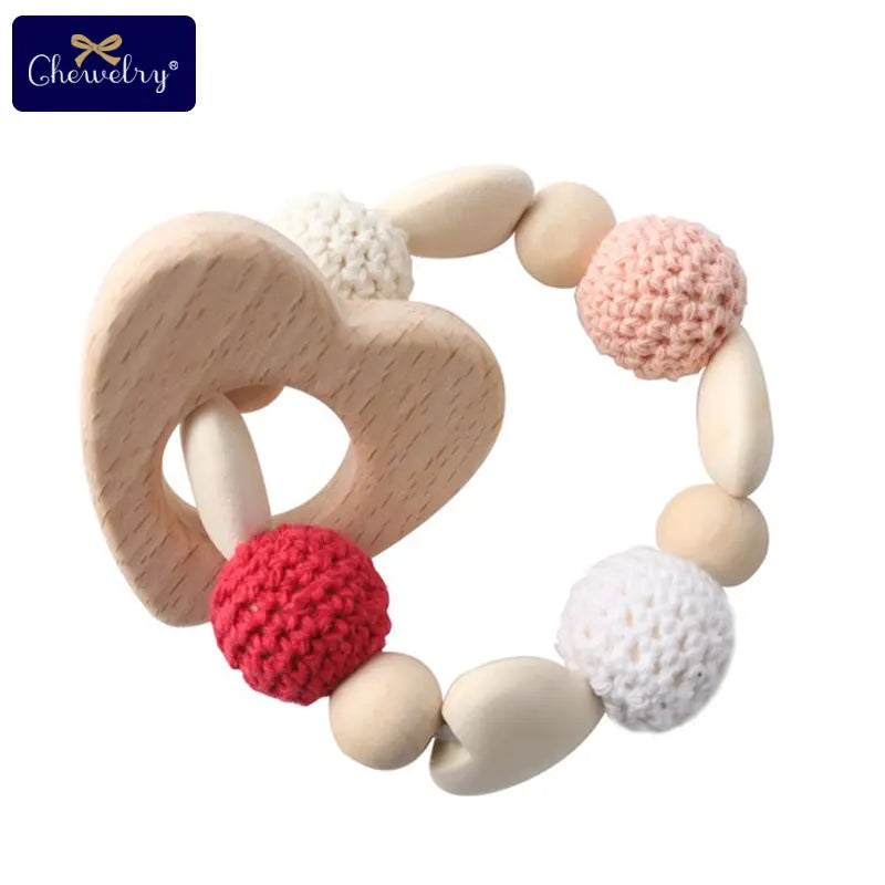 Wooden Sika Deer Baby Teether Rattle – Safe Natural Beech Toy
