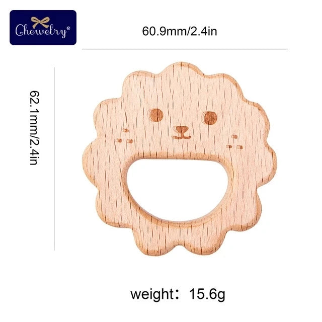 Wooden Teether Animal Set – Natural Beech Baby Teething Toys