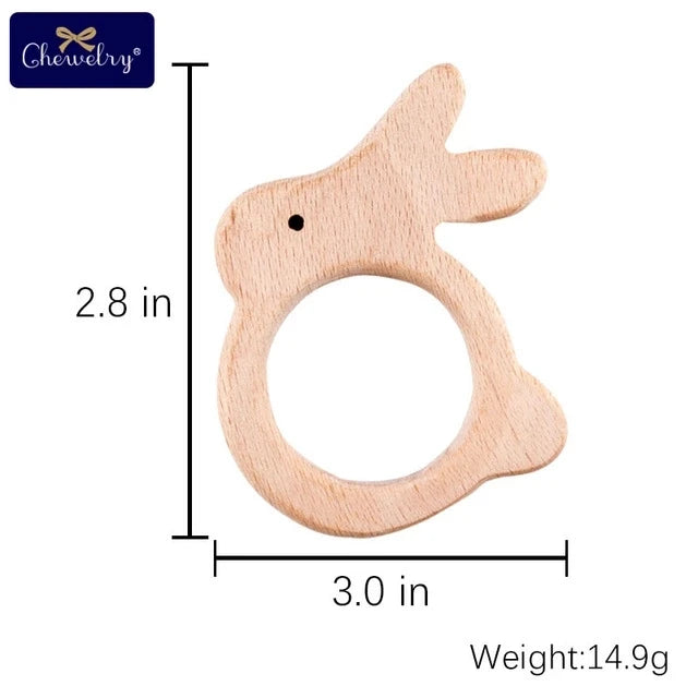 Wooden Teether Animal Set – Natural Beech Baby Teething Toys