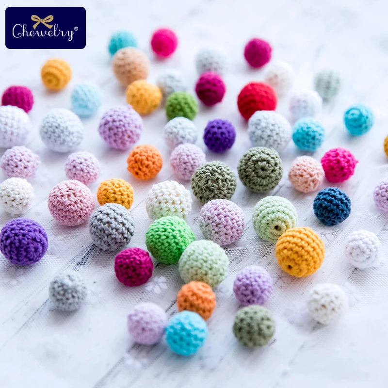 16mm Wooden Crochet Teething Beads – 10pcs Baby DIY Pacifier Chain