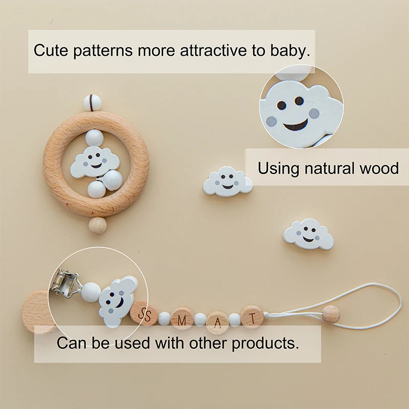 Beech Wooden Baby Teether Beads – 10pcs Rodent DIY Necklace Set