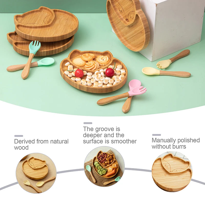 Custom Baby Feeding Set - Bamboo Bowl, Spoon & Fork