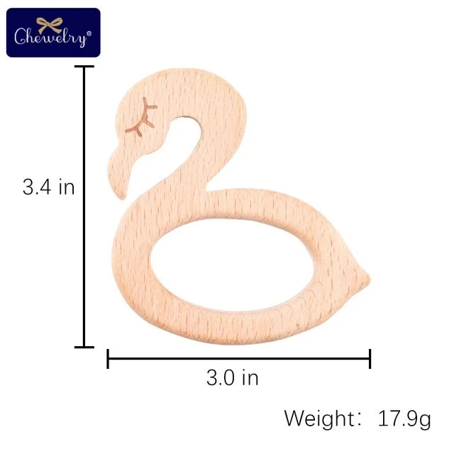 Wooden Teether Animal Set – Natural Beech Baby Teething Toys