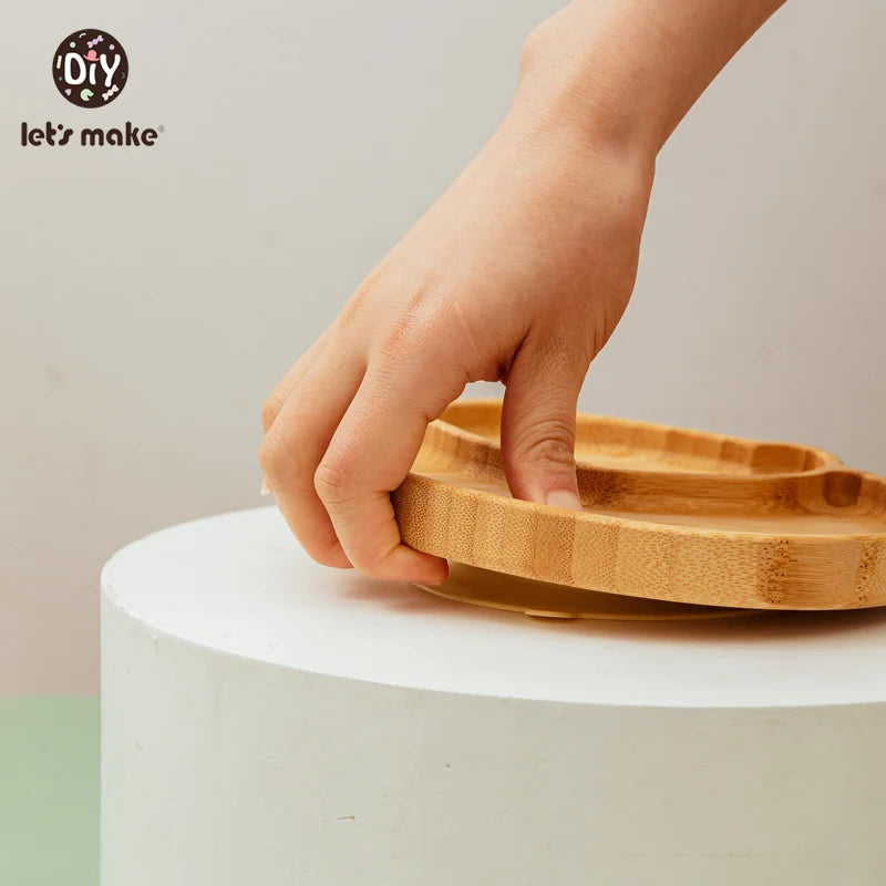 Safe Baby Dinnerware Set - Wooden & Silicone Feeding Plates