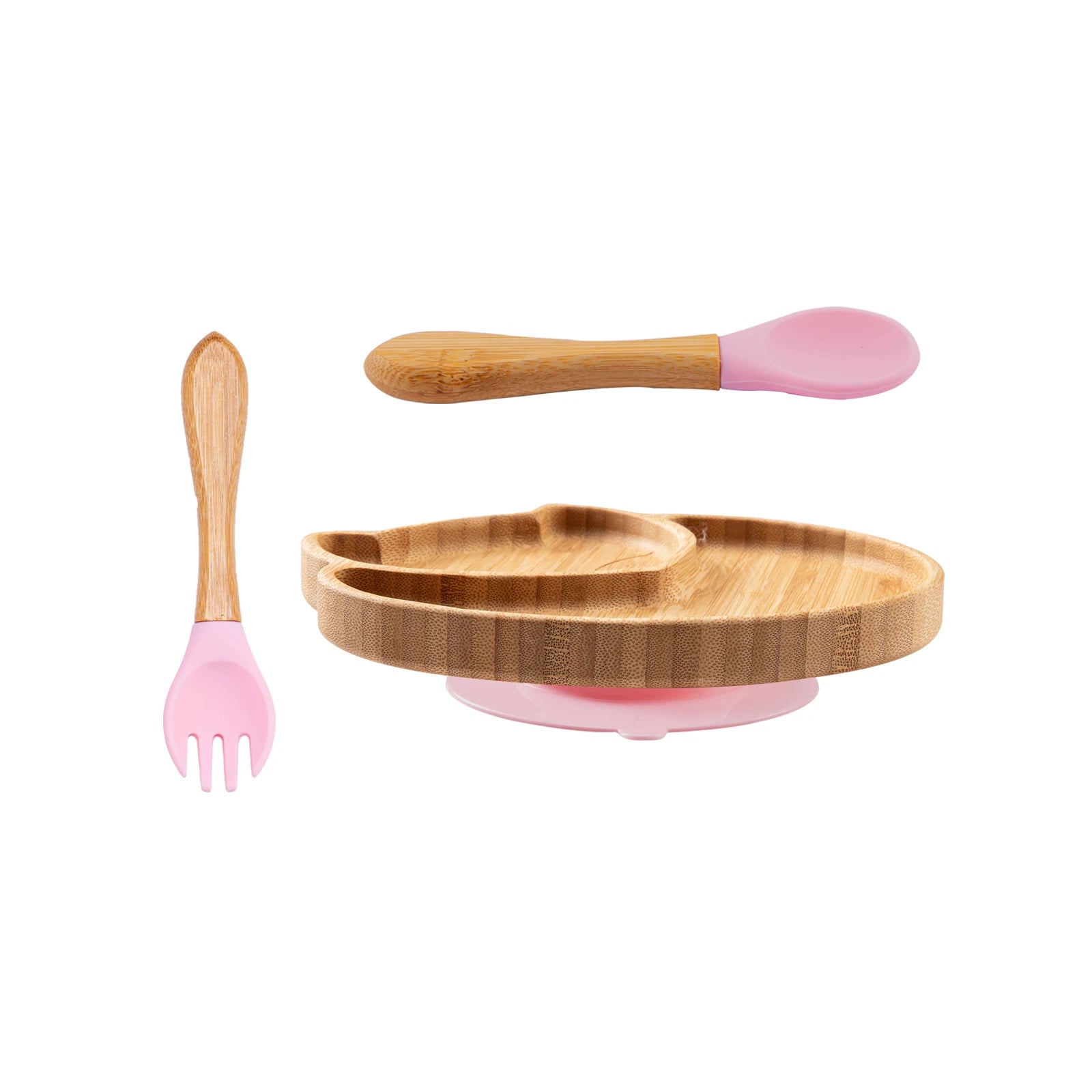 3-Piece Cartoon Bamboo Baby Feeding Set: Non-slip Plate, Spoon & Fork for Self-Feeding