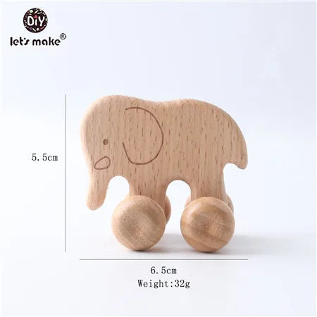 Bamboo Babies Wooden Car Blocks - Montessori Teething Toy for Kids, Educational 1-3 Years, Customizable Gift