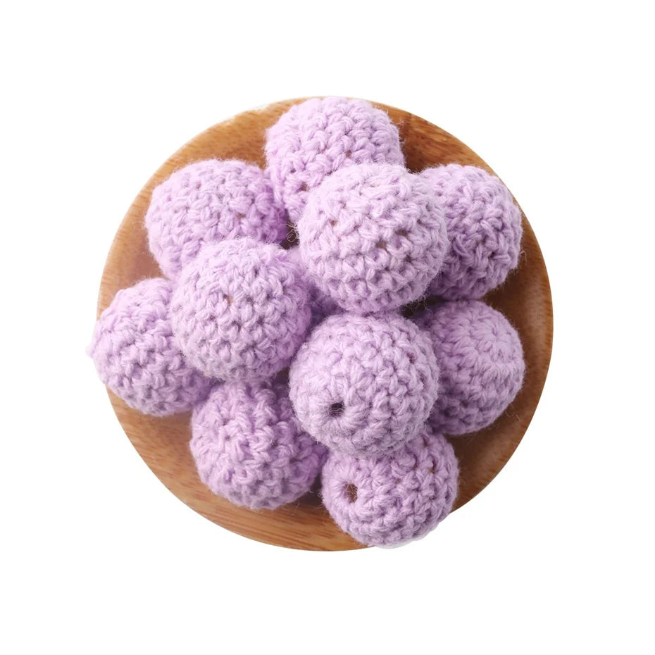 Wooden Crochet Bead Baby Teether Set – 15pcs, BPA Free, 20mm