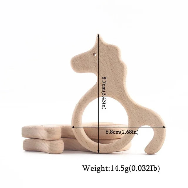 Wooden Teether Animal Set – Natural Beech Baby Teething Toys