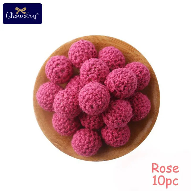 16mm Wooden Crochet Teething Beads – 10pcs Baby DIY Pacifier Chain