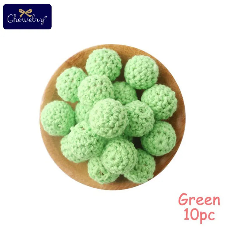 16mm Wooden Crochet Teething Beads – 10pcs Baby DIY Pacifier Chain