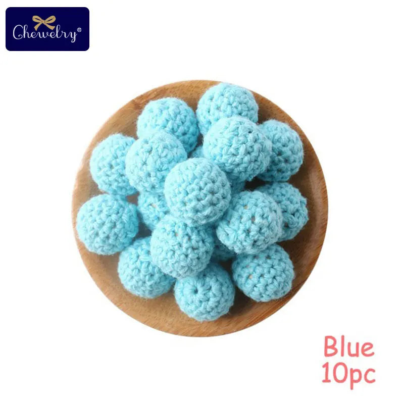 16mm Wooden Crochet Teething Beads – 10pcs Baby DIY Pacifier Chain