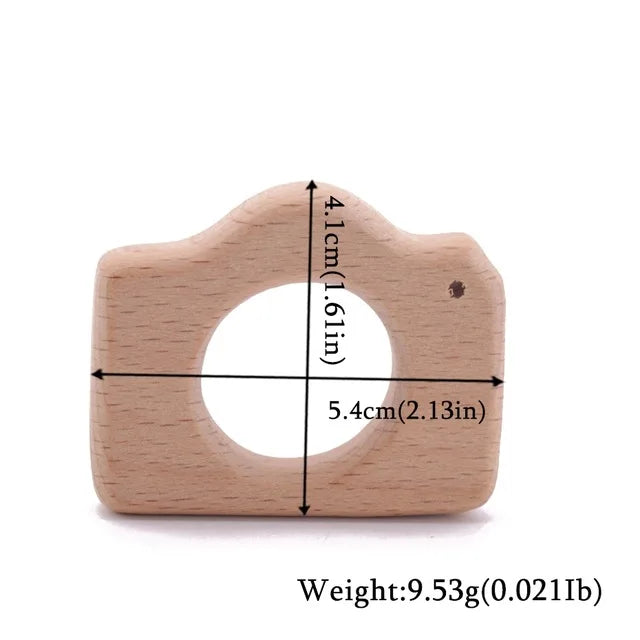 Wooden Animal Teether Pendant – Safe Baby Gym Toy, Beech Wood