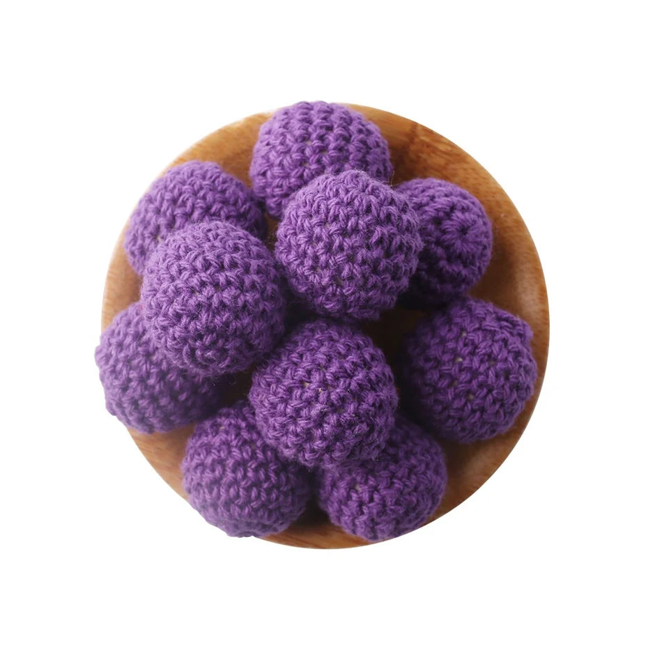 Wooden Crochet Bead Baby Teether Set – 15pcs, BPA Free, 20mm