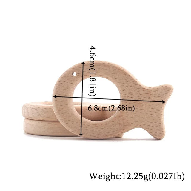 Wooden Teether Animal Set – Natural Beech Baby Teething Toys