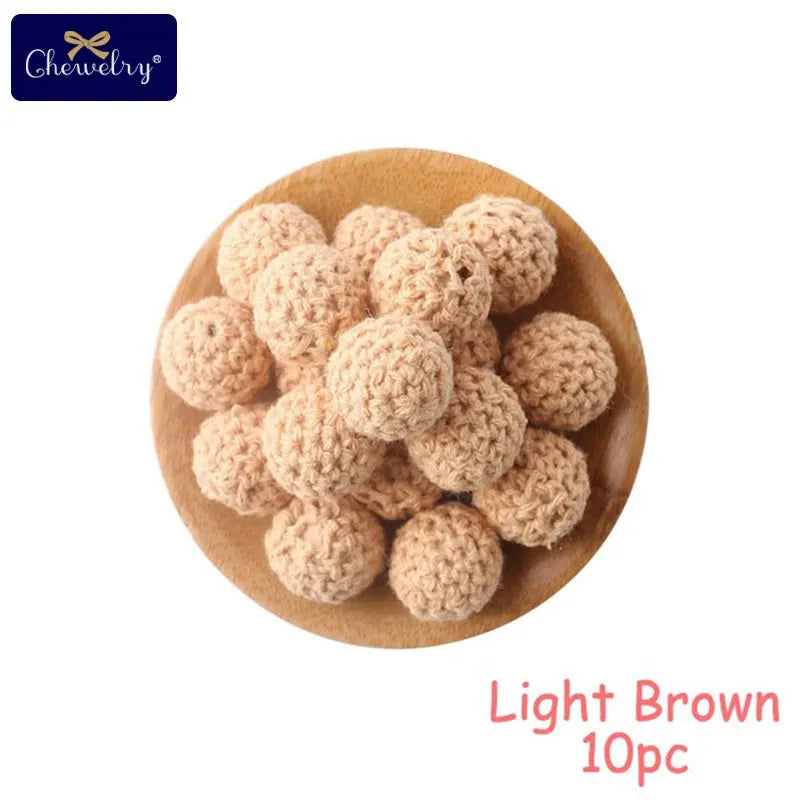 16mm Wooden Crochet Teething Beads – 10pcs Baby DIY Pacifier Chain