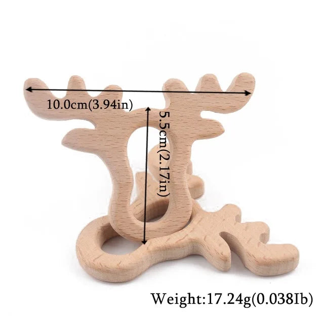 Wooden Teether Animal Set – Natural Beech Baby Teething Toys