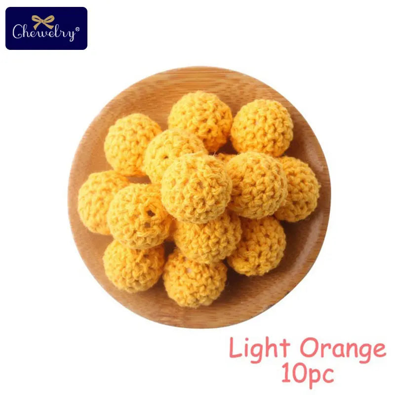 16mm Wooden Crochet Teething Beads – 10pcs Baby DIY Pacifier Chain