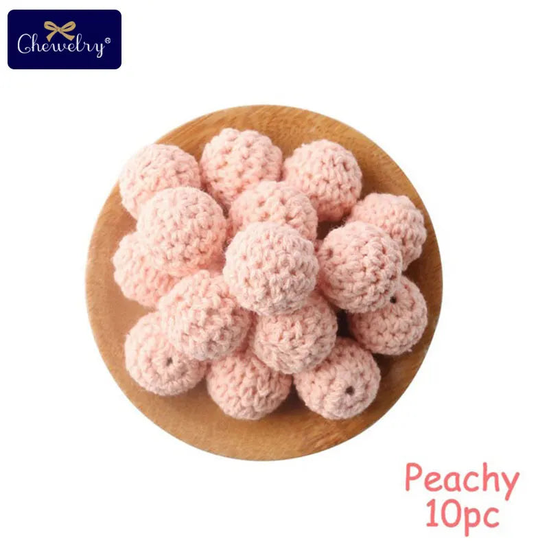 16mm Wooden Crochet Teething Beads – 10pcs Baby DIY Pacifier Chain