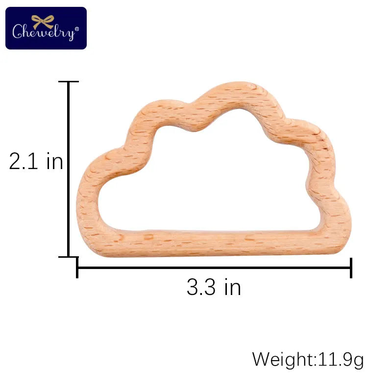 Wooden Animal Teether Pendant – Safe Baby Gym Toy, Beech Wood