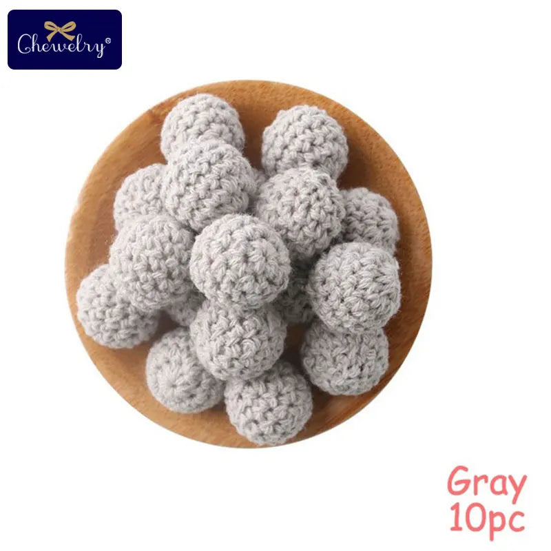 16mm Wooden Crochet Teething Beads – 10pcs Baby DIY Pacifier Chain
