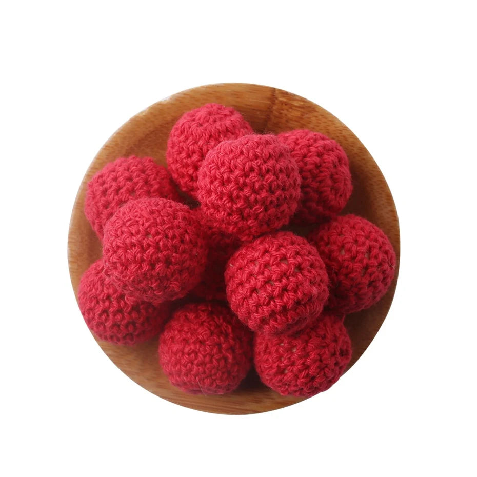 Wooden Crochet Bead Baby Teether Set – 15pcs, BPA Free, 20mm