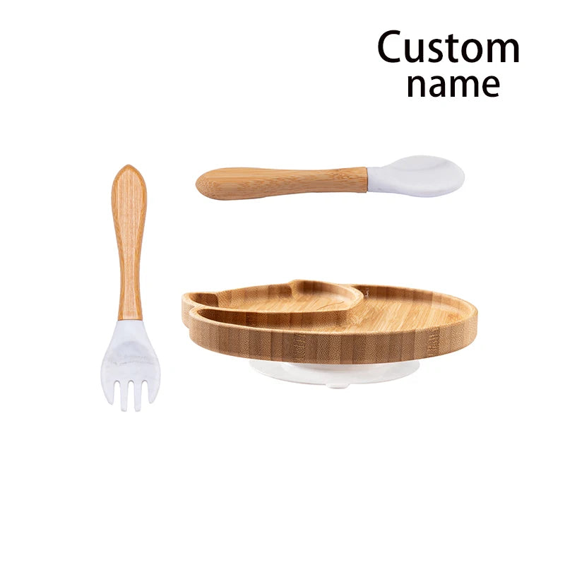 Custom Baby Feeding Set - Bamboo Bowl, Spoon & Fork