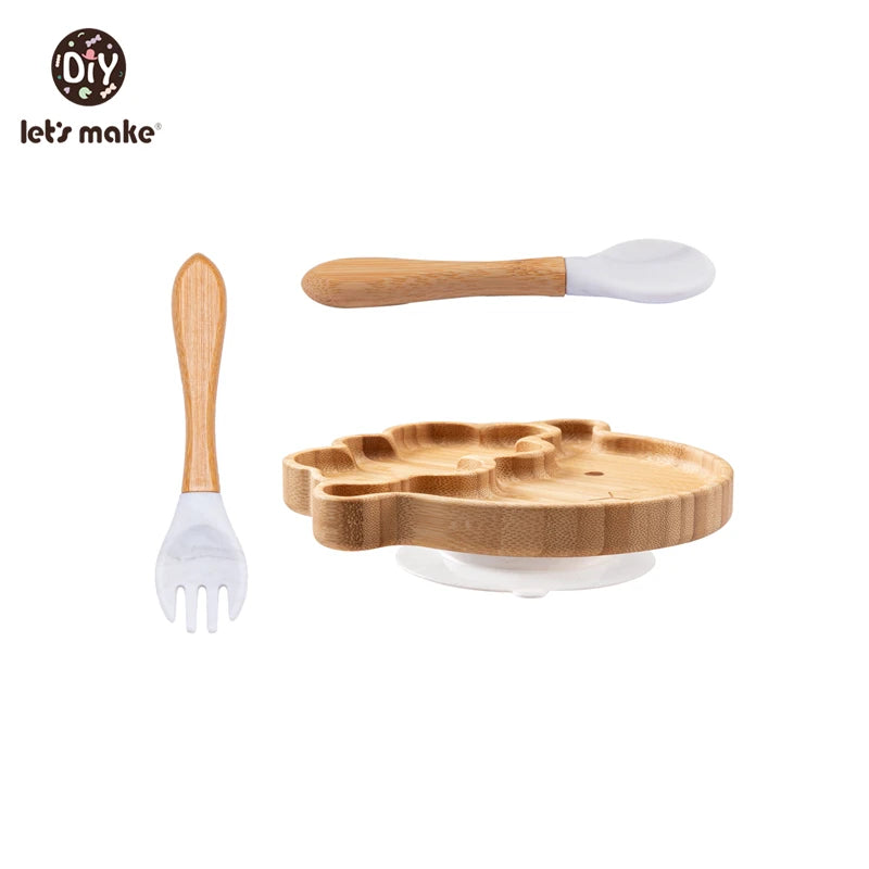Safe Baby Dinnerware Set - Wooden & Silicone Feeding Plates