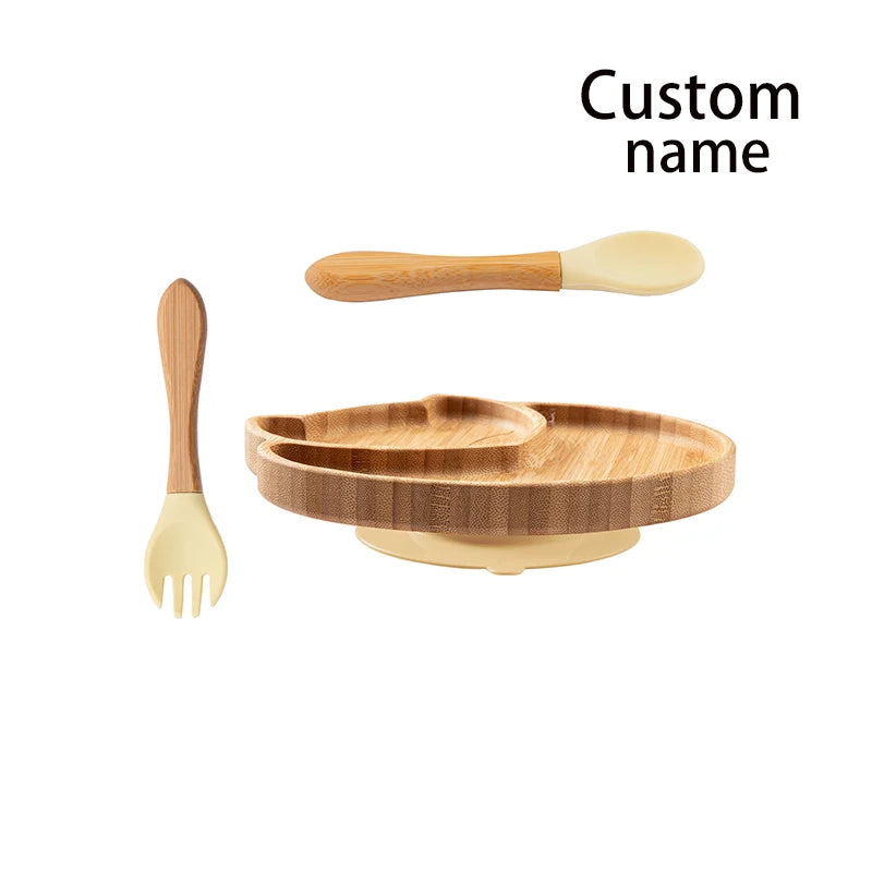 Custom Baby Feeding Set - Bamboo Bowl, Spoon & Fork