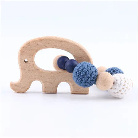 Wooden Sika Deer Baby Teether Rattle – Safe Natural Beech Toy