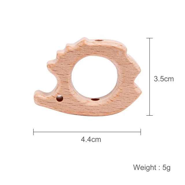 Beech Wooden Baby Teether Beads – 10pcs Rodent DIY Necklace Set
