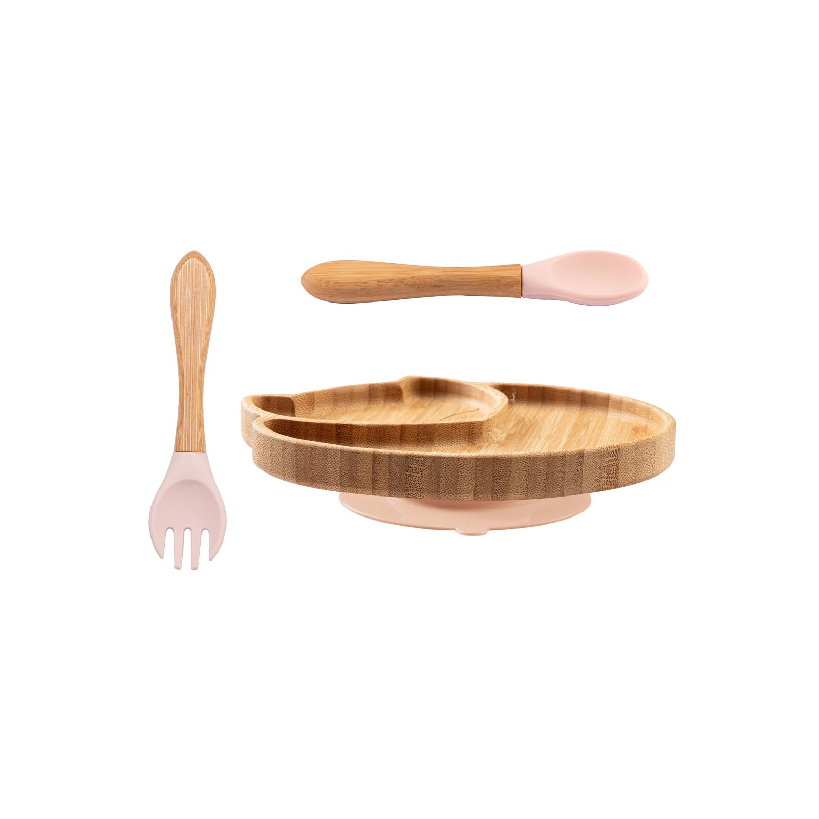 3-Piece Cartoon Bamboo Baby Feeding Set: Non-slip Plate, Spoon & Fork for Self-Feeding