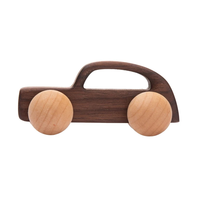 Bamboo Babies Wooden Car Blocks - Montessori Teething Toy for Kids, Educational 1-3 Years, Customizable Gift