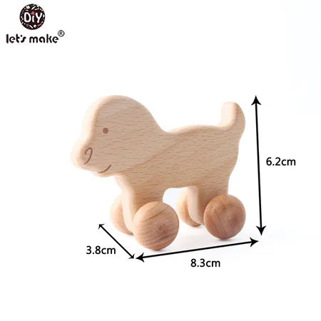 Bamboo Babies Wooden Car Blocks - Montessori Teething Toy for Kids, Educational 1-3 Years, Customizable Gift
