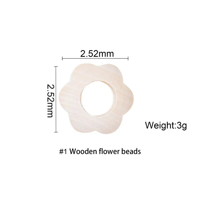 Beech Wooden Baby Teether Beads – 10pcs Rodent DIY Necklace Set