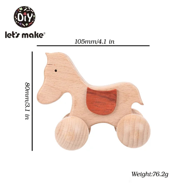 Bamboo Babies Wooden Car Blocks - Montessori Teething Toy for Kids, Educational 1-3 Years, Customizable Gift