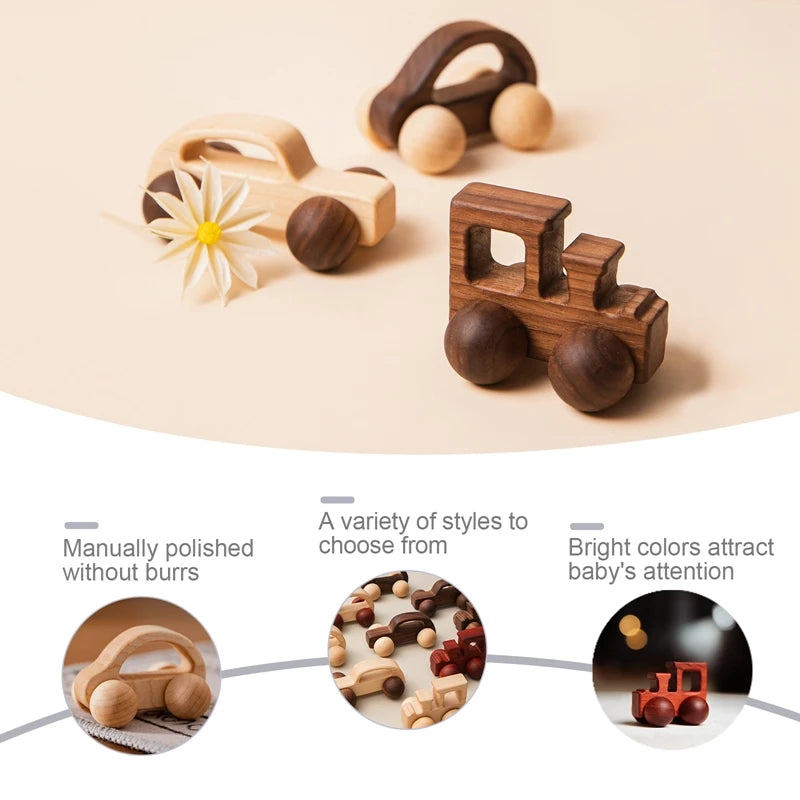 Montessori Beech Wood Cartoon Car - Educational Wooden Toy for Babies 0-12 Months - Best in uk