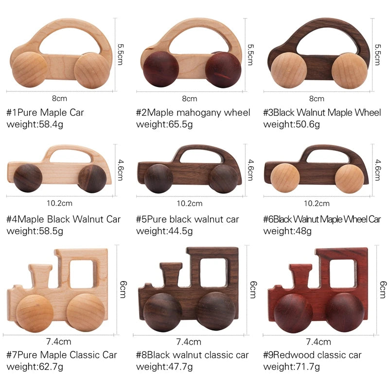 Montessori Beech Wood Cartoon Car - Educational Wooden Toy for Babies 0-12 Months - Best in uk